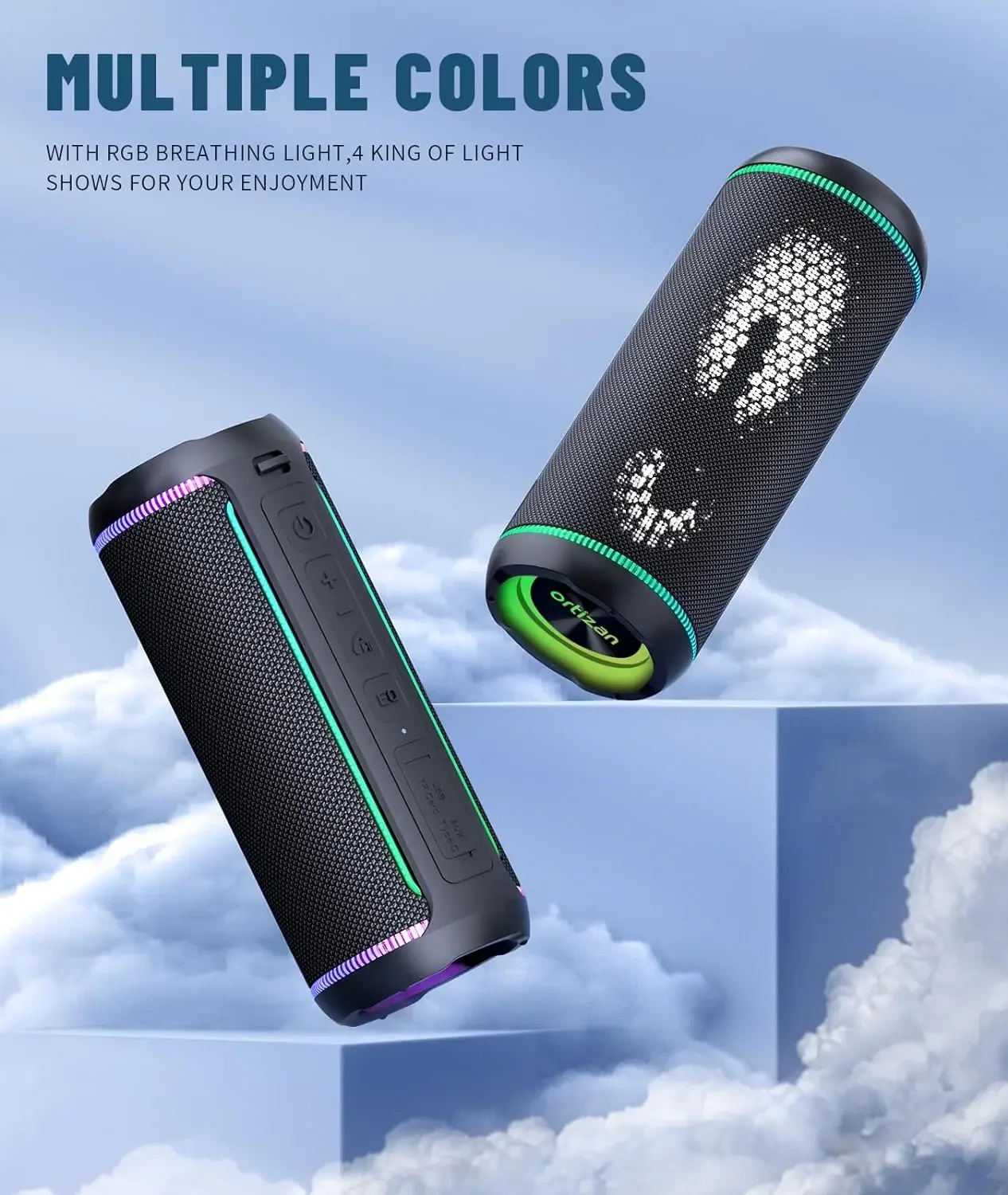 Ortizan Bluetooth Speaker X30, V5.3 Wireless IPX7 Waterproof Shower Speaker,40W HiFi Stereo Sound,TWS Pairing,30H Music Playtime 6