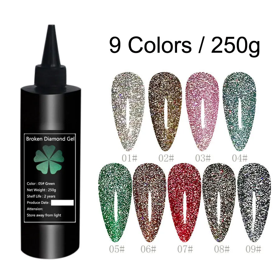 9 Colors Reflective Diamond Glitter Gel Nail Polish Sparkling Auroras