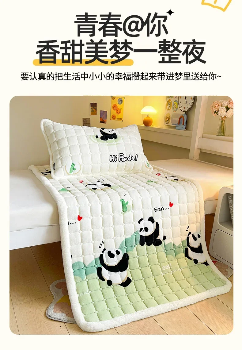 Description Picture 5 of itemWinter Thicken Quilted Plush Mattress Toppers Warm Soft Bed Sheet Thin Tatami Mat Double Bedspread Fold Non-slip Mattress Cover