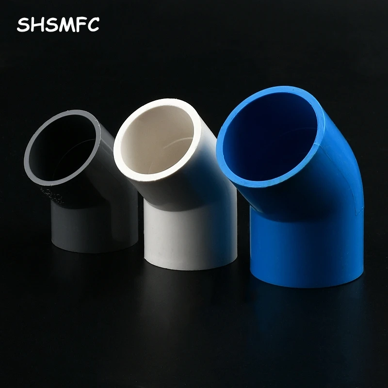 

20 25 32 40 50 63 75mm ID 45 Degree Elbow PVC Tube Joint Pipe Fitting Garden Adapter Water Connector For Aquarium Fish Tank