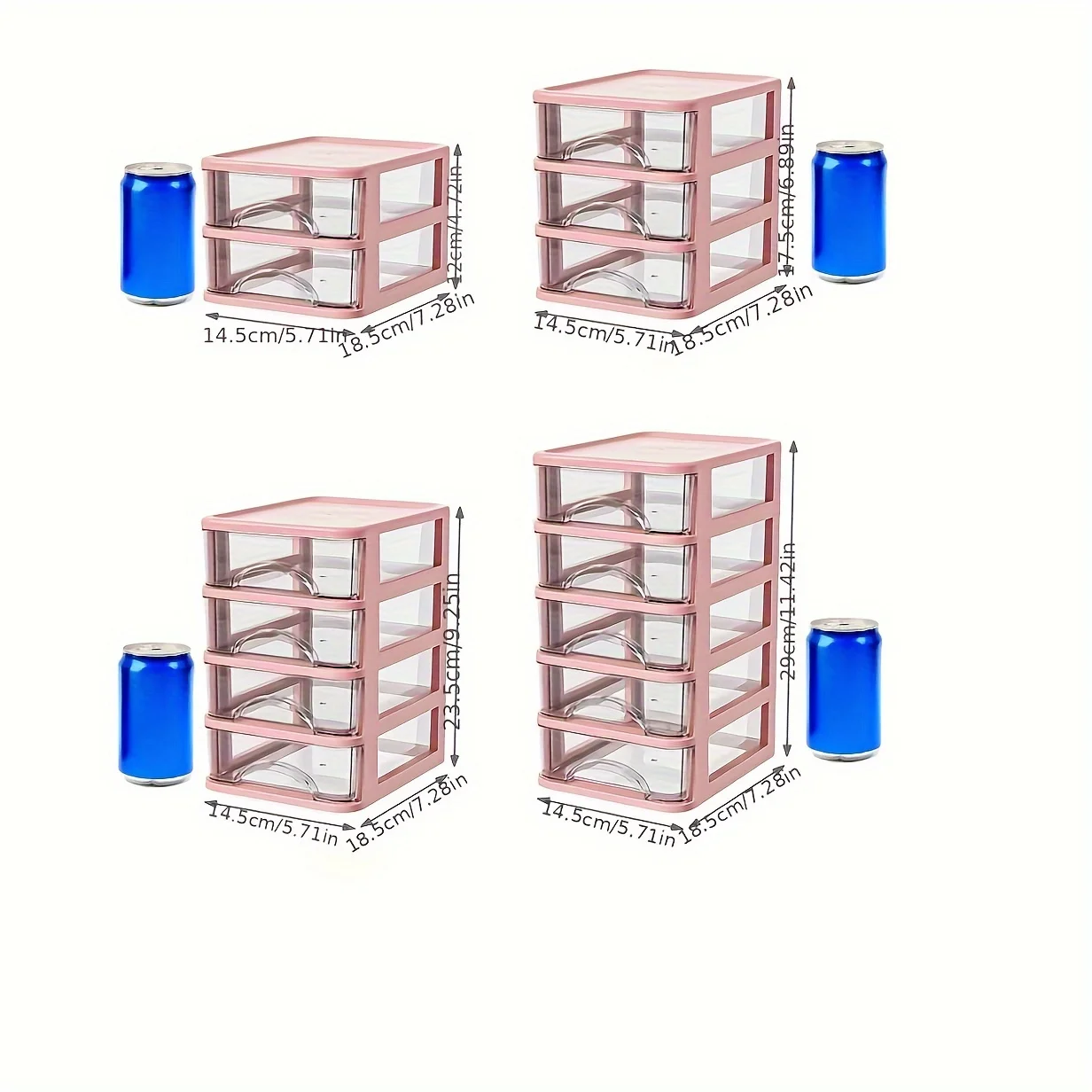 2/3/4 Layers Plastic Desktop Storage Box, Drawer Type Office Transparent Storage Cabinet, Cosmetics Finishing Storage Rack 6