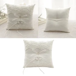 20x20cm White Lace Wedding Ring Pillow Alliance Bridal Ring Bearer Pillow Cushions Wedding Marriage Ceremony Decoration Supplies