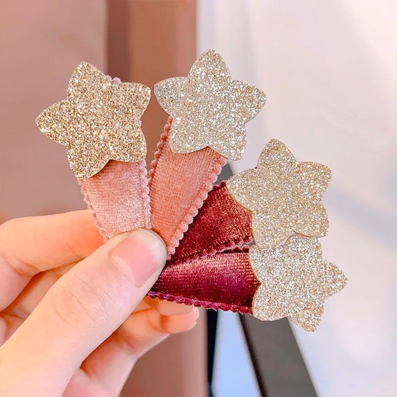 2pcs Sparkling Stars Children's Hairpin Bangs Clip Side Hairpin Barrettes Headwear Girls Kids Women Hair Accessories