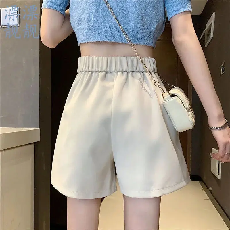 Women's Clothing Summer Korean Fashion High Waist Pleated Elegant Suit Shorts Y2K Casual Streetwear Solid Wide Leg Short Pants