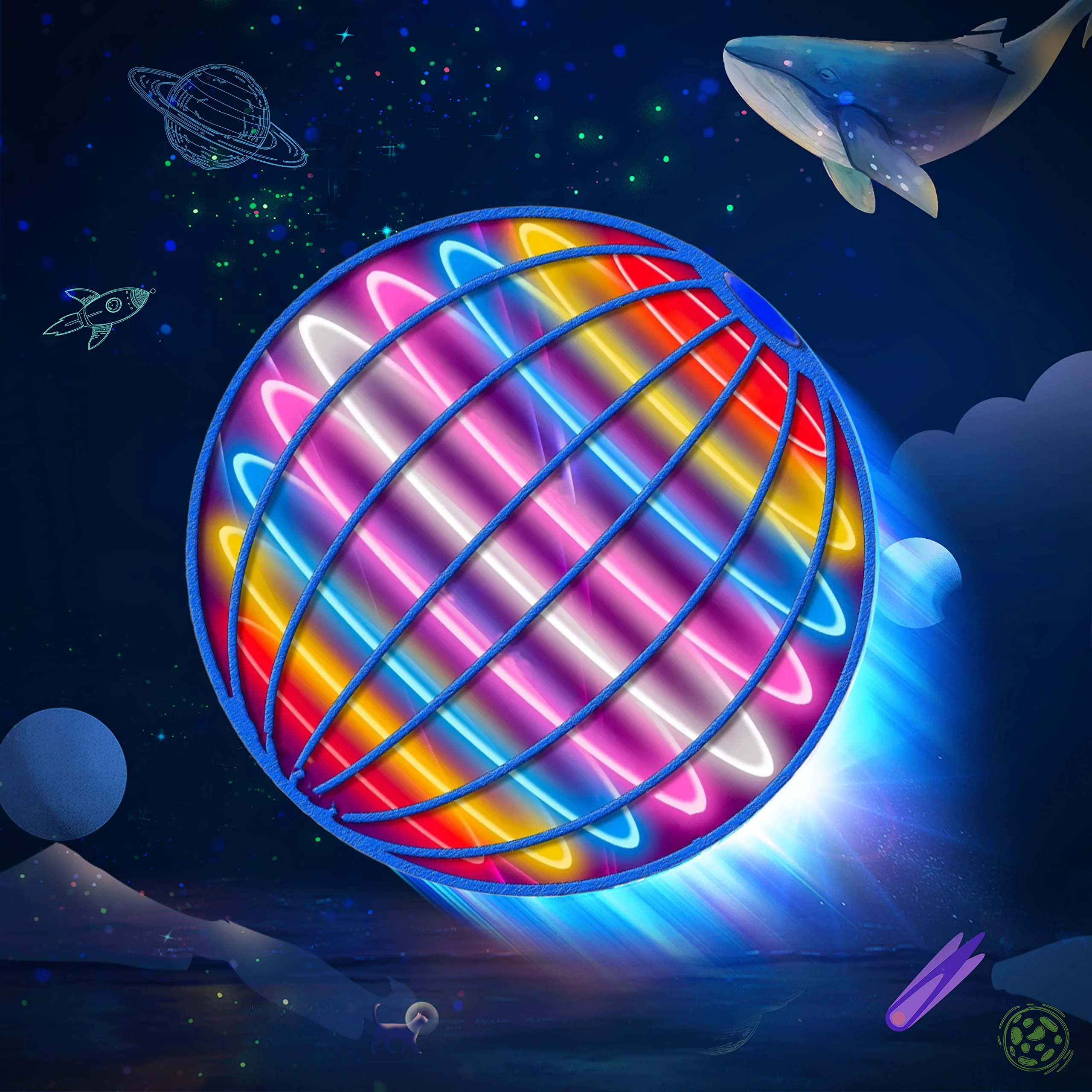 Flying Ball Toy Unlimited Tricks Manual Operation Built in 360 Rotating LED Lights Indoor and Outdoor