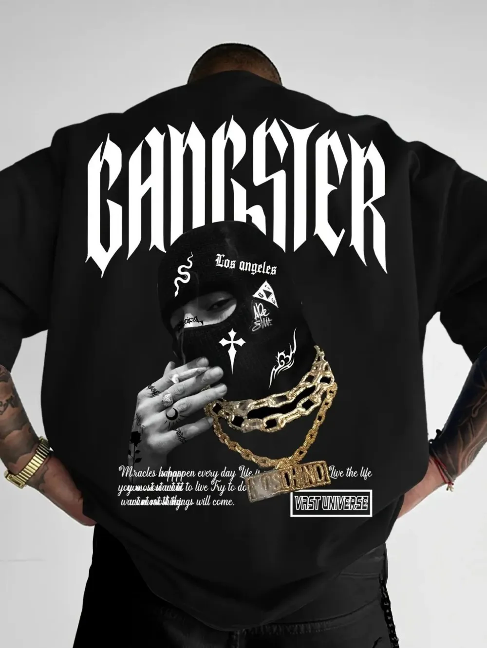 Europäisches und amerikanisches Herren-Sommer-T-Shirt mit personalisiertem Buchstaben- und Wohlstandsdruck, weich und atmungsaktiv, Rundhalsausschnitt, Outdoor-Streetwear-Oberteil
