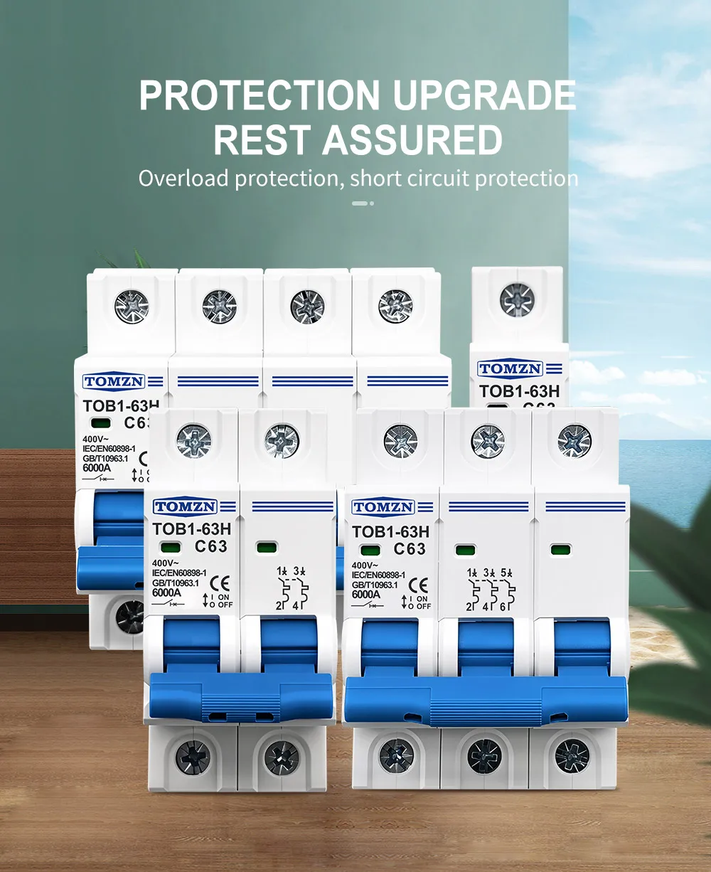 AC MCB C curve mini circuit breaker front view