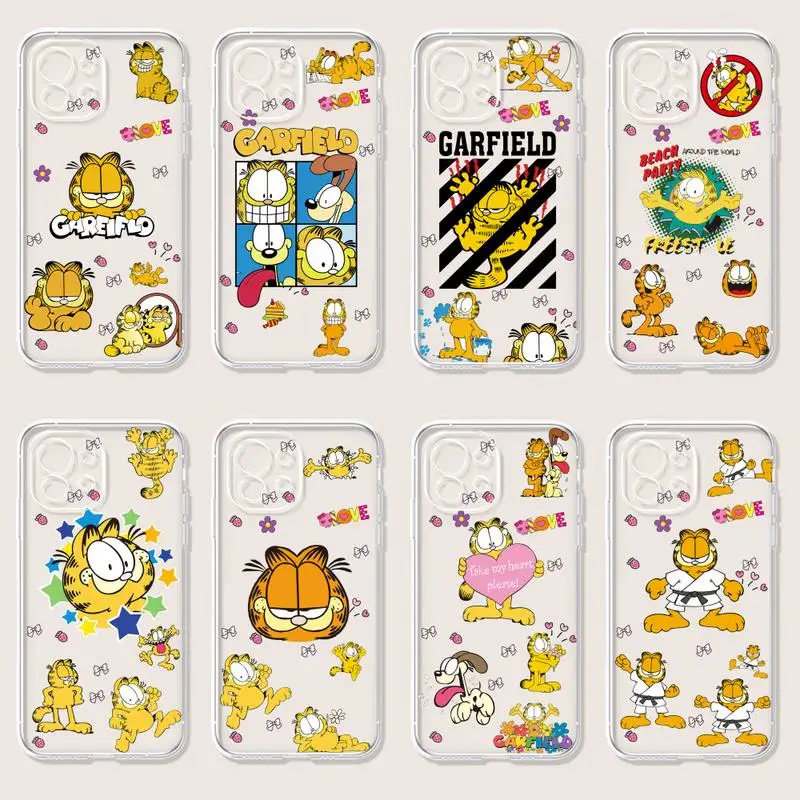 Bandai Cute Funny Cartoon Garfield Cat Phone Case For Redmi 10 9 7 A 8 K40 K20 Xiaomi Poco X3 M3 Note Pro Nfc F3 Transparent |