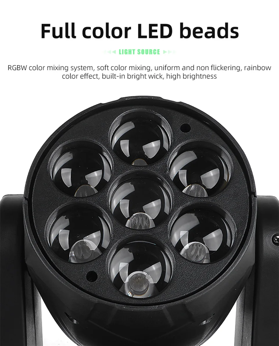 7pcs Moving Head Beam Light 4in1 Led Beam Moving Head for DJ Wedding Stage Light
