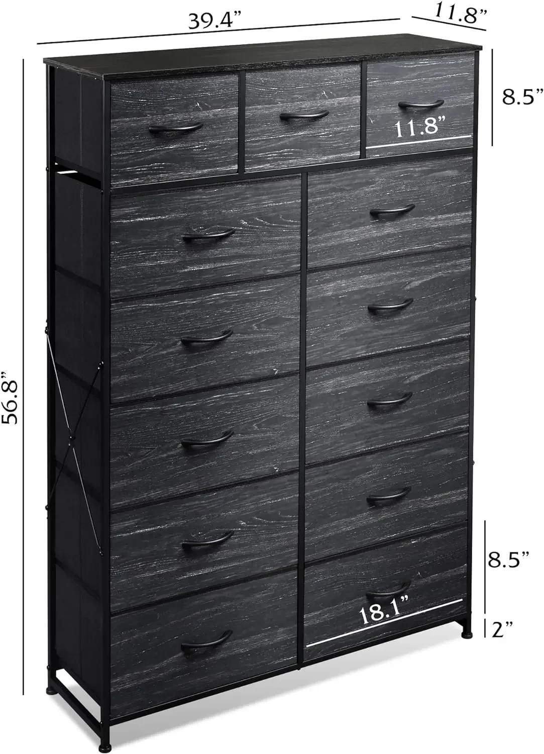 all Dresser for Bedroom with 13 Drawers, Storage Dresser Organizer Unit, Fabric Dresser for Bedroom, Closet, Chest of Drawers 2