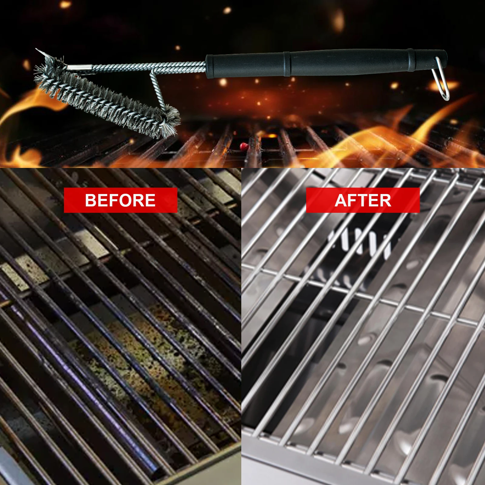 Grill Brush and Scraper Safe BBQ Brush for Grill Extra Strong BBQ Cleaner Accessories Portable Camping Grills Tools