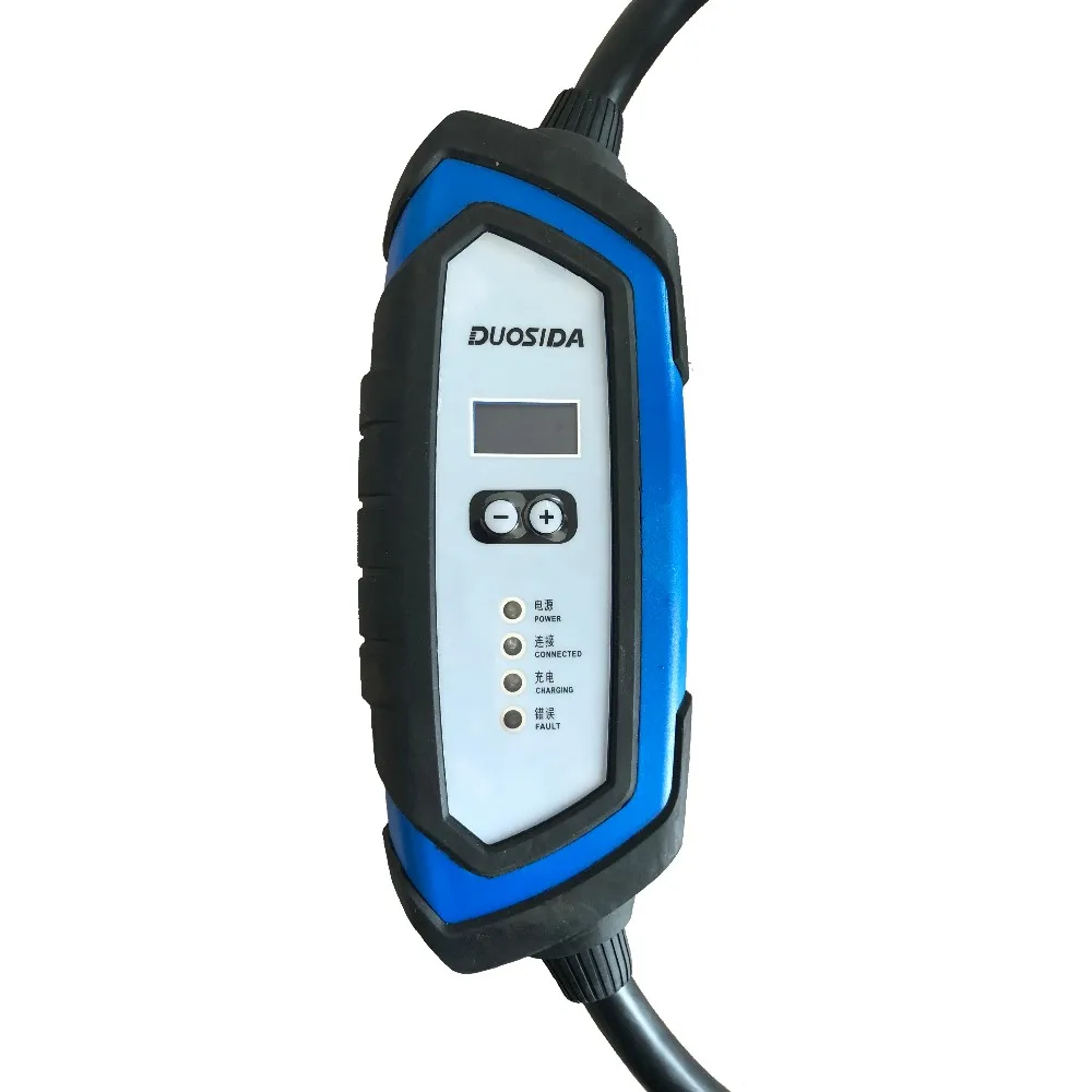 

Blue CEE plug with 32a 7kw ev charger sae j1772 plug 32 ev 1 phase charger Household car charging station