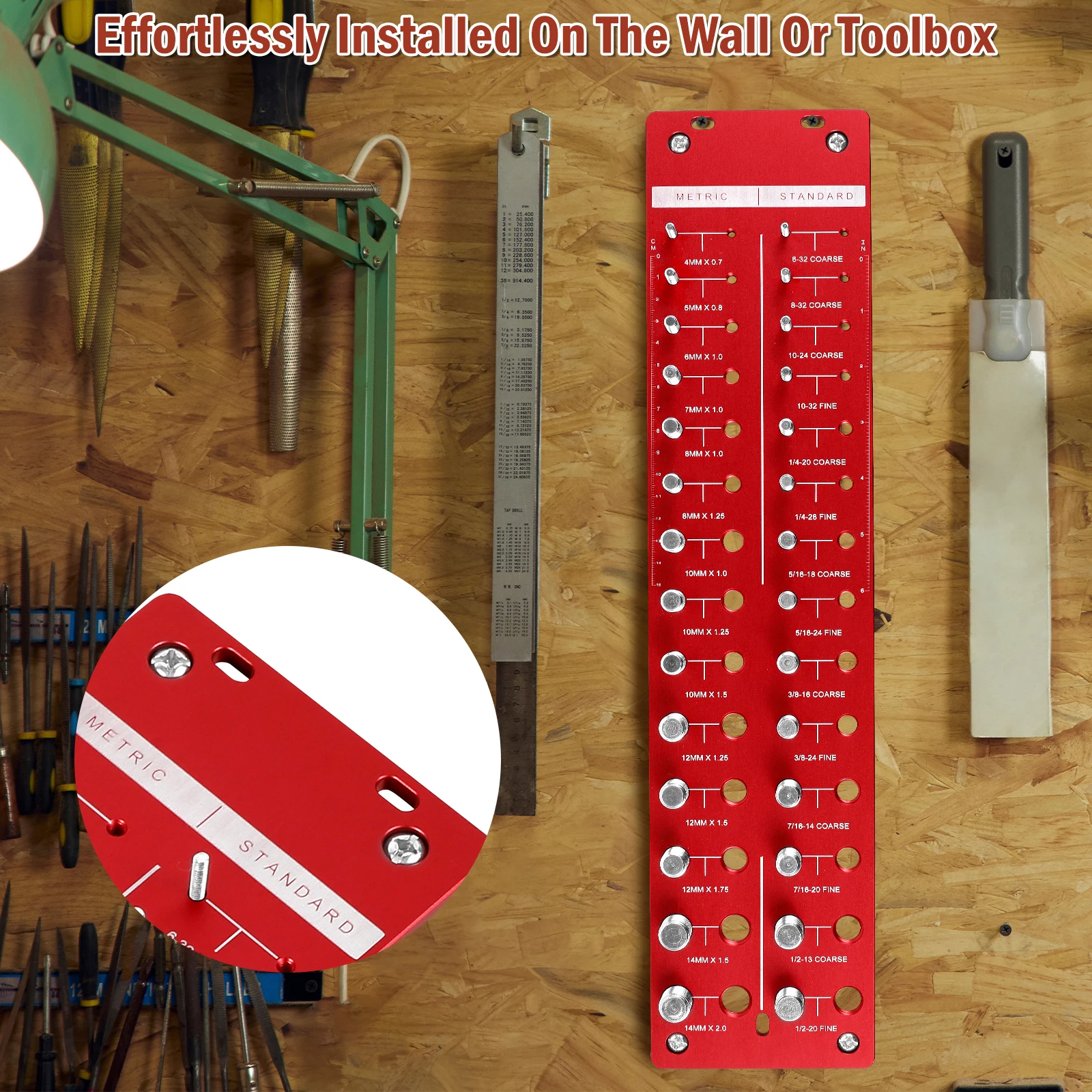 Description Picture 6 of item28 Nut and Bolt Thread Checker Bolt Size and Thread Gauge Bolt and Nut Identifier Gauge Screw Size Identification Measuring Tool