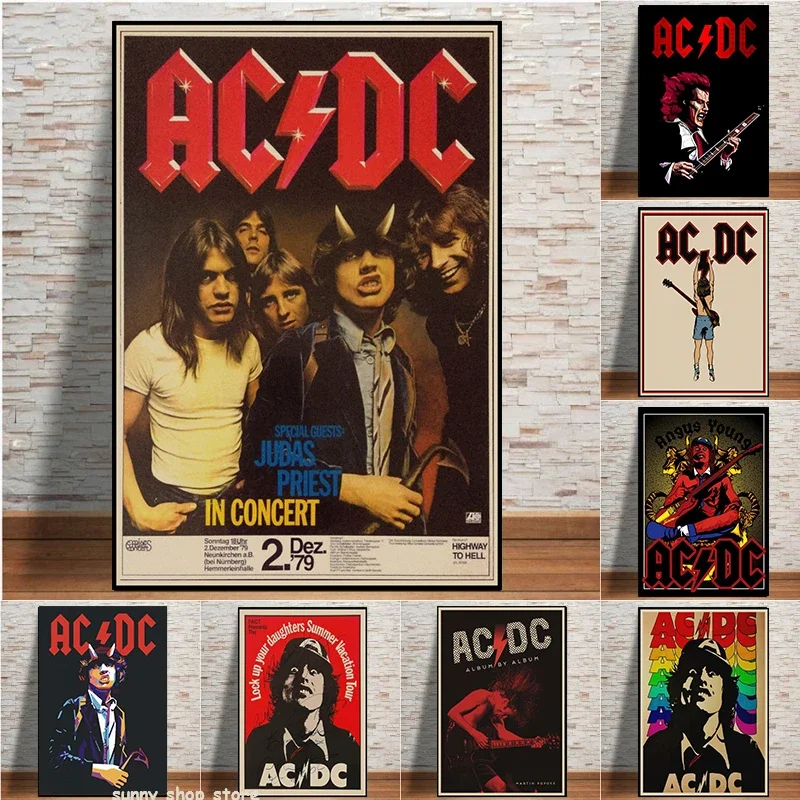 AC_DC Band Canvas Art Retro Posters Wall Art Picture Print Canvas ...