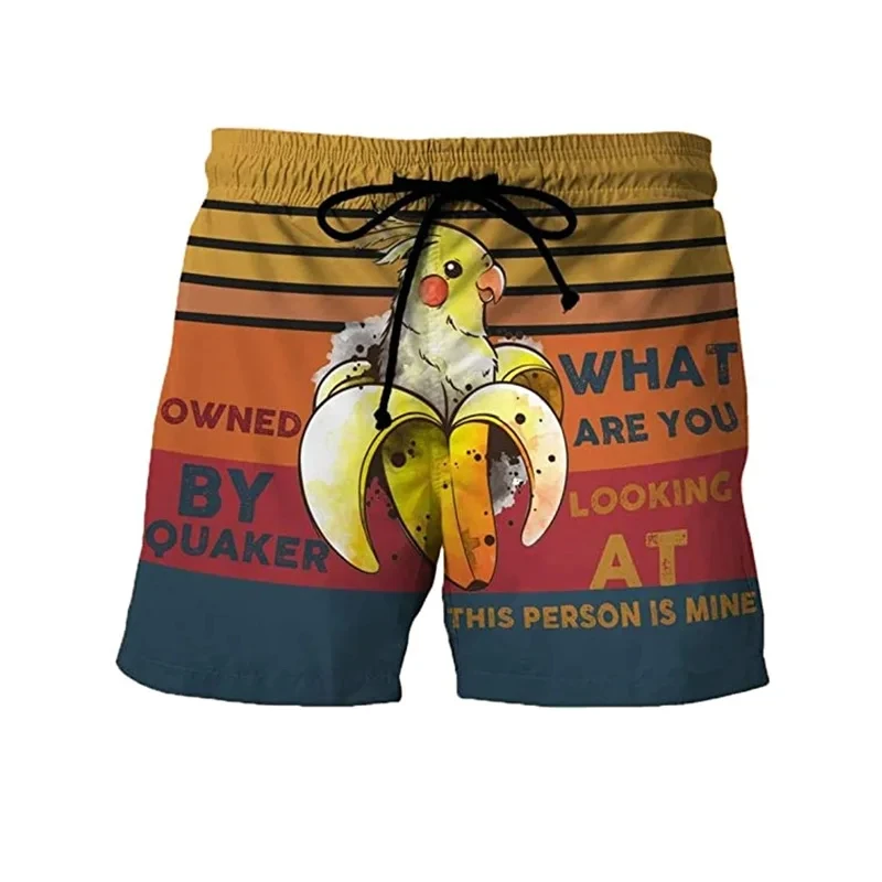 Funny Fruit Banana Design Graphic Beach Shorts Hip Hop Cock Animal 3D Printed Short Pants Vacation Surfing Men Swimming Trunks 2