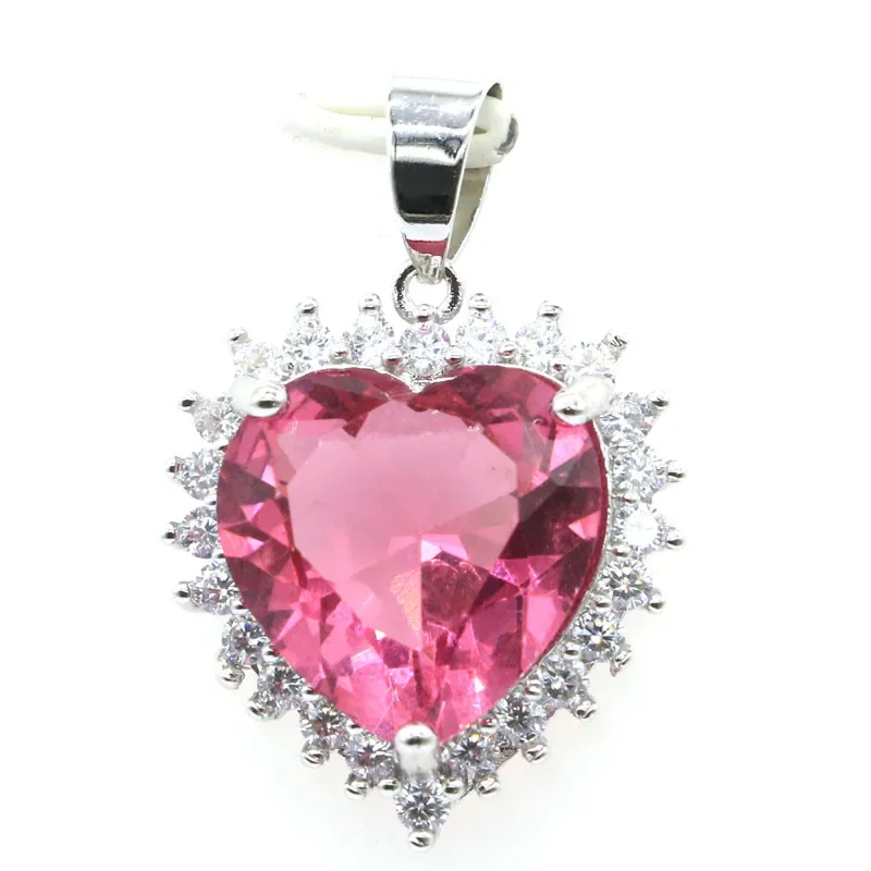 6.5g Customized 925 SOLID STERLING SILVER  PENDANT Heart Shape Swiss Blue Tourmaline Morganite Violet Tanzanite Amethyst Peridot