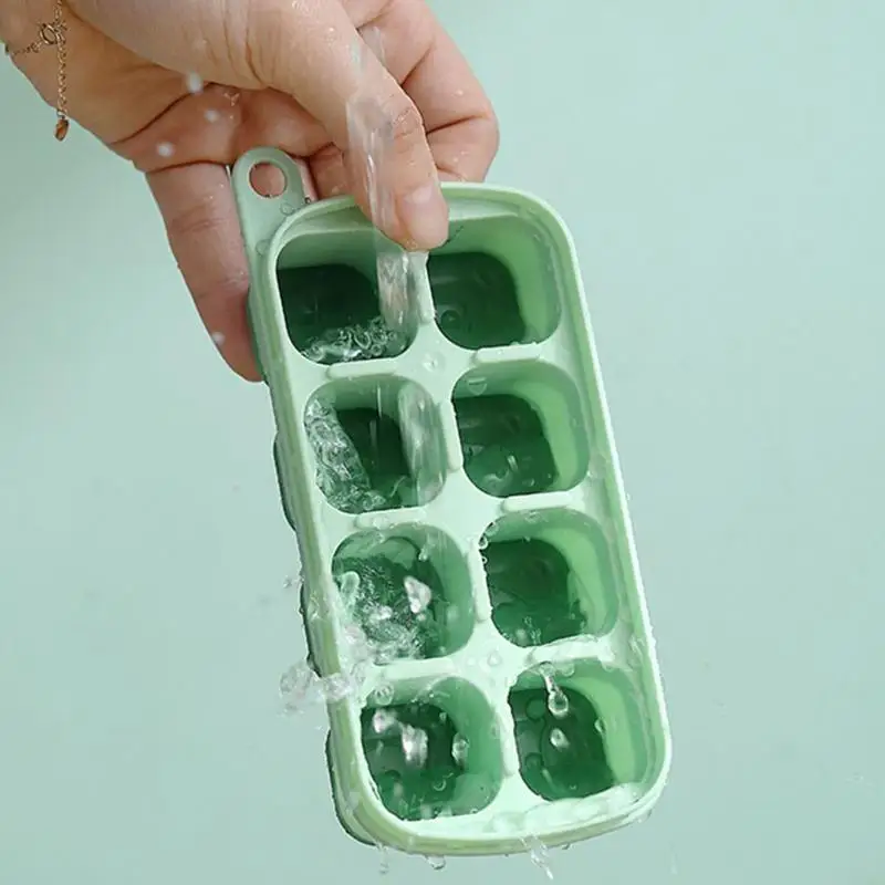 Ice Mold 8 Compartment Ice Cube Molds Food Grade Silicone Home Ice Compartment Molds Dispensing Boxes Summer Cube Tray