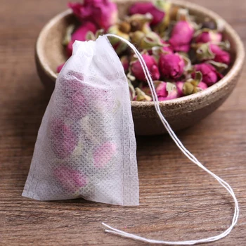 Disposable Tea Bags 100Pcs/Lot Teabags 5.5 x 7CM Empty Scented Tea Bags With String Heal Seal Filter Paper for Herb Loose Tea 3
