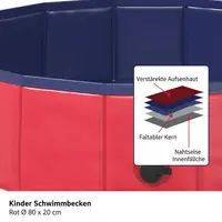 Piscine pliable pour animaux de compagnie, rouge et bleue, 31,5 x 31,5 x 7,9 pouces 6