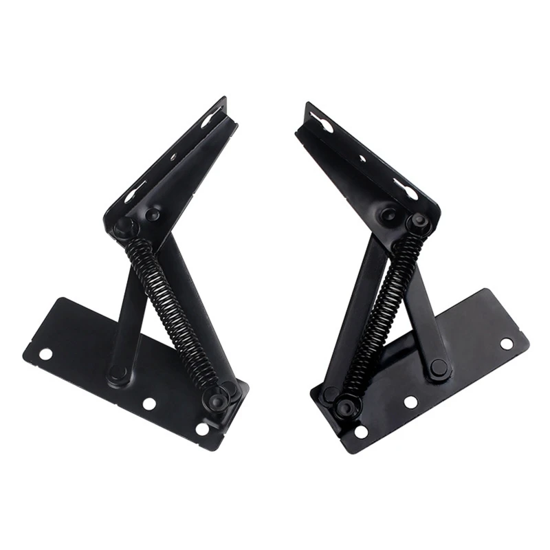 2Pcs Sofa Bed Hinge Adjustable Mechanism Black Metal Multifunctional Supporting Spring Furniture Hinges Hardware