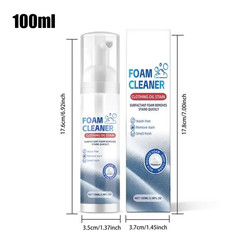 100ml Dry Cleaner Clothing Stain Remover No Wash Foam Cleaning Agent Multi-functional Non-rinse Foam Spray Gentle Dry Cleaner