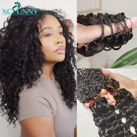 Curly Crochet Human Hair Extensions Knotless Pre Separation Feather Crochet Human Hair Water Wave Invisiable Knot With String 1