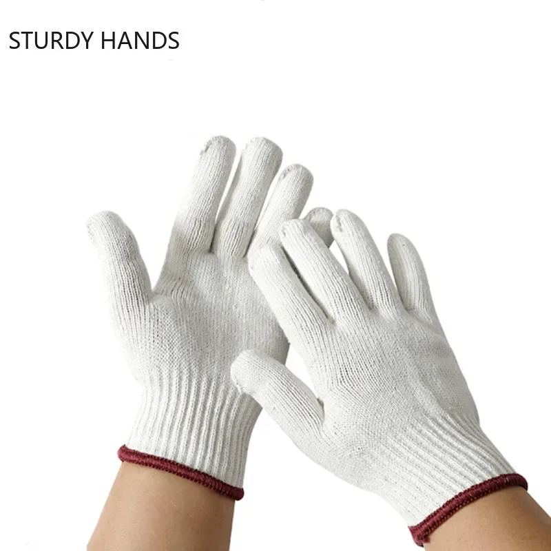 12Pairs/lot Home Cotton Gloves Non-slip Absorb Sweat Mechanic Work Gloves Coldproof Protection Gardening Glove Kitchen Supplies