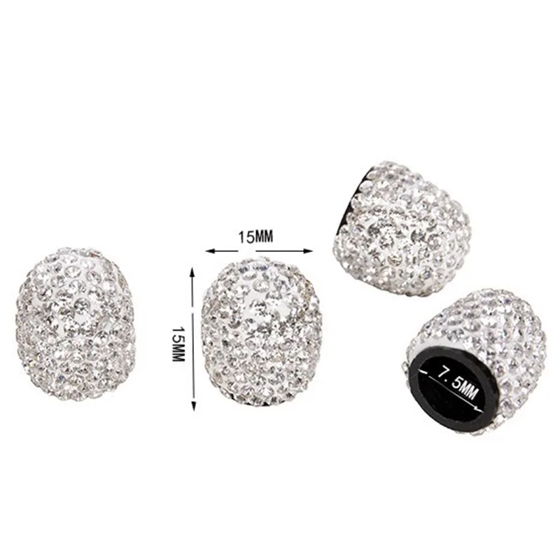 Black Tire Valve Caps Mandark 4PCS Bling Tire Valve Stem Caps | Crystal Rhinestone Wheel Air Caps Universal For Cars SUV Truck Bling Tire Valve Caps 4 Pack