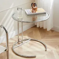Nordic Glass Coffee Tables Living Room Furniture Side Table Balcony Stainless Steel Lifting Tea Table Transparent Bedside Tables 3