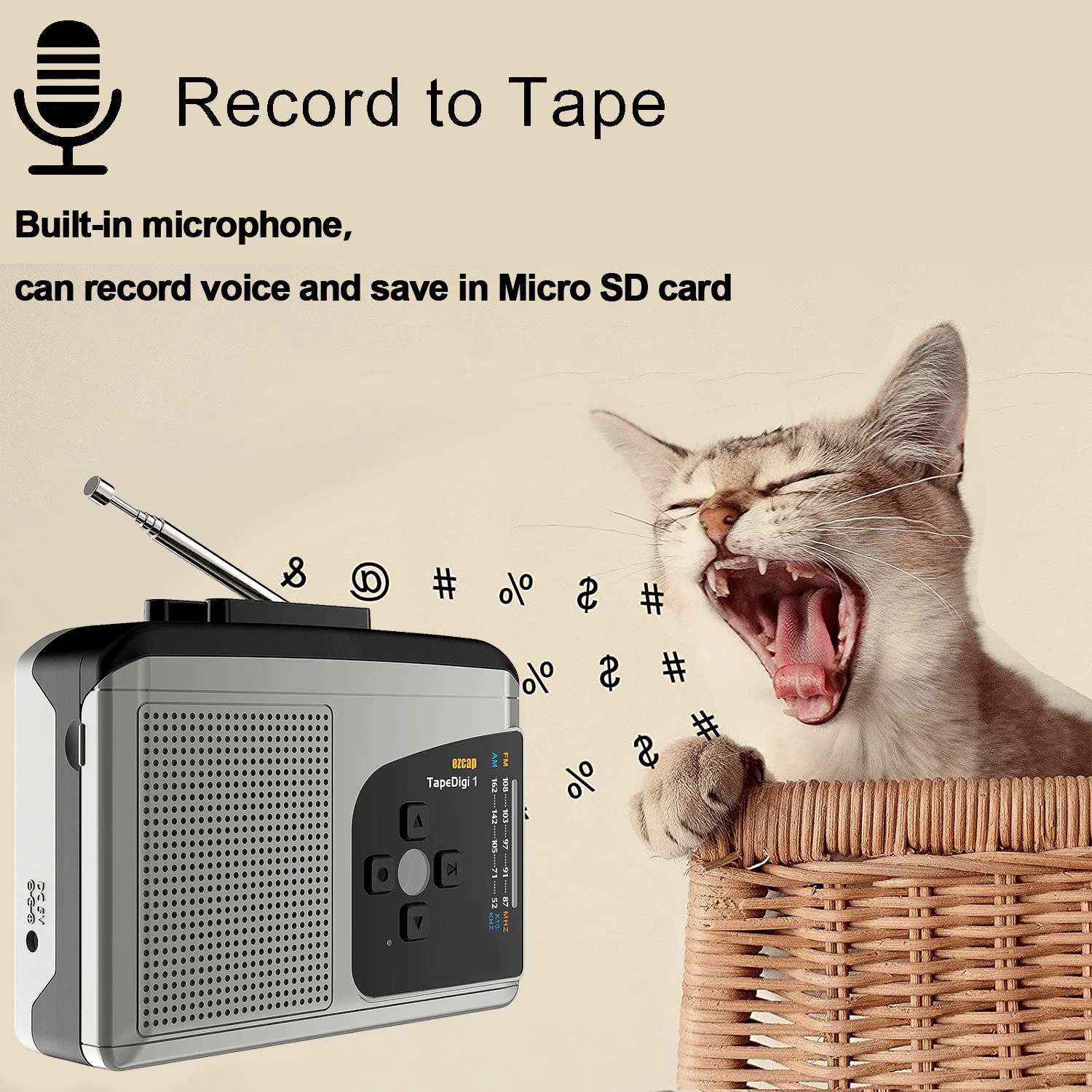 Ezcap Original Multifunction cassette player Walkman Cassette Player with AM/FM Radio,Cassette To MP3 Converter Save To TF Card,No Need Computer