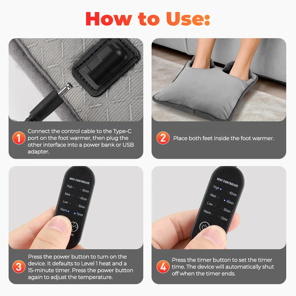 Electric Heating Foot Warmer Heated Foot Warming Device for Cold Winter Household Soft Thermal Foot Care Pad Washable Feet Warm