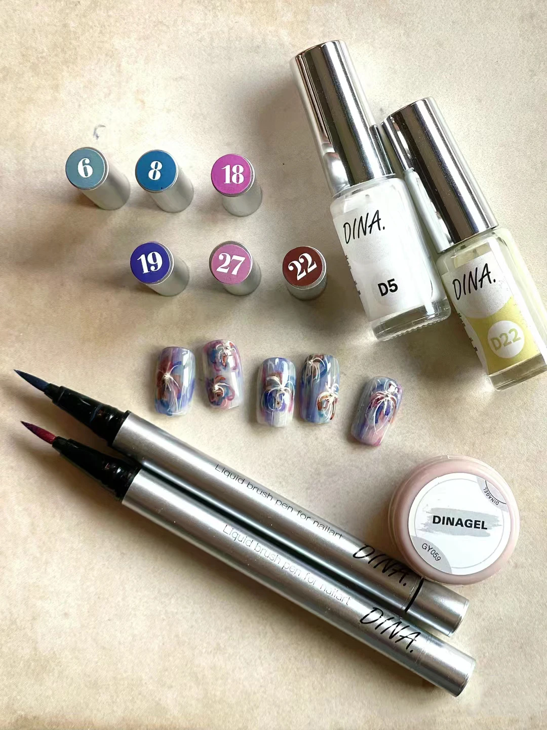 Dinagel 1-18 Color Nail Art Drawing Graffiti Pen Blooming Smoke Manicure Brush Painting Nail Drawing Pen DIY Tool
