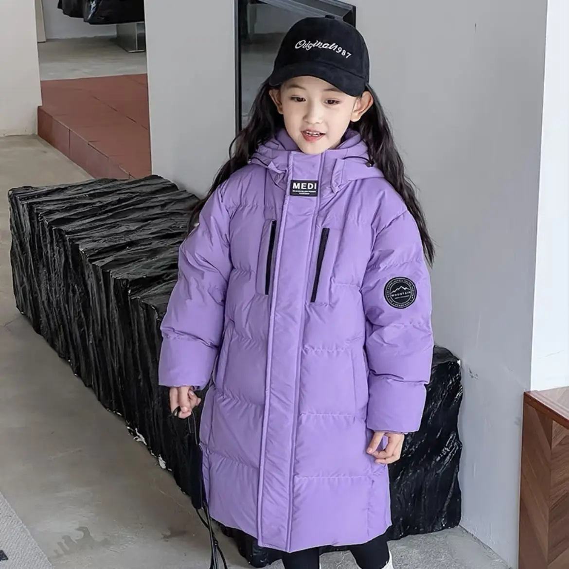 Baby Girls Imported Velvet Coat With Hoodie In Pink Color For Winter main image 1