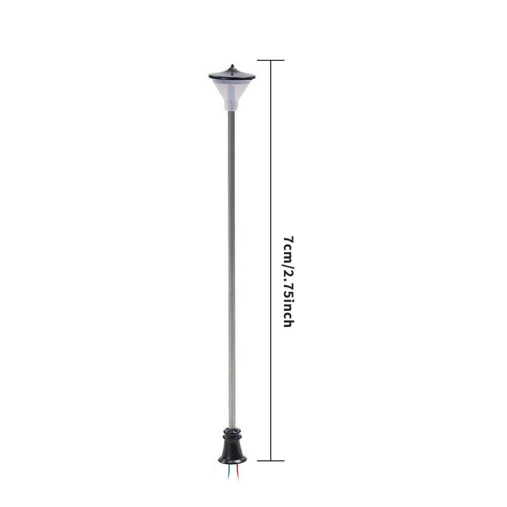 10 Stücke Modell Eisenbahn Straßenlaternen Warmweiß OO HO Maßstab Lampen Post 1:87 Straßenlaterne Einzelkopflampen Gartendekoration – Detail 4