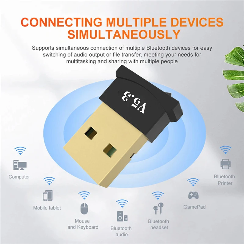 USB Bluetooth 5.3 Adapter Wireless 5.1 Dongle for PC Laptop Wireless Speaker Audio Receiver