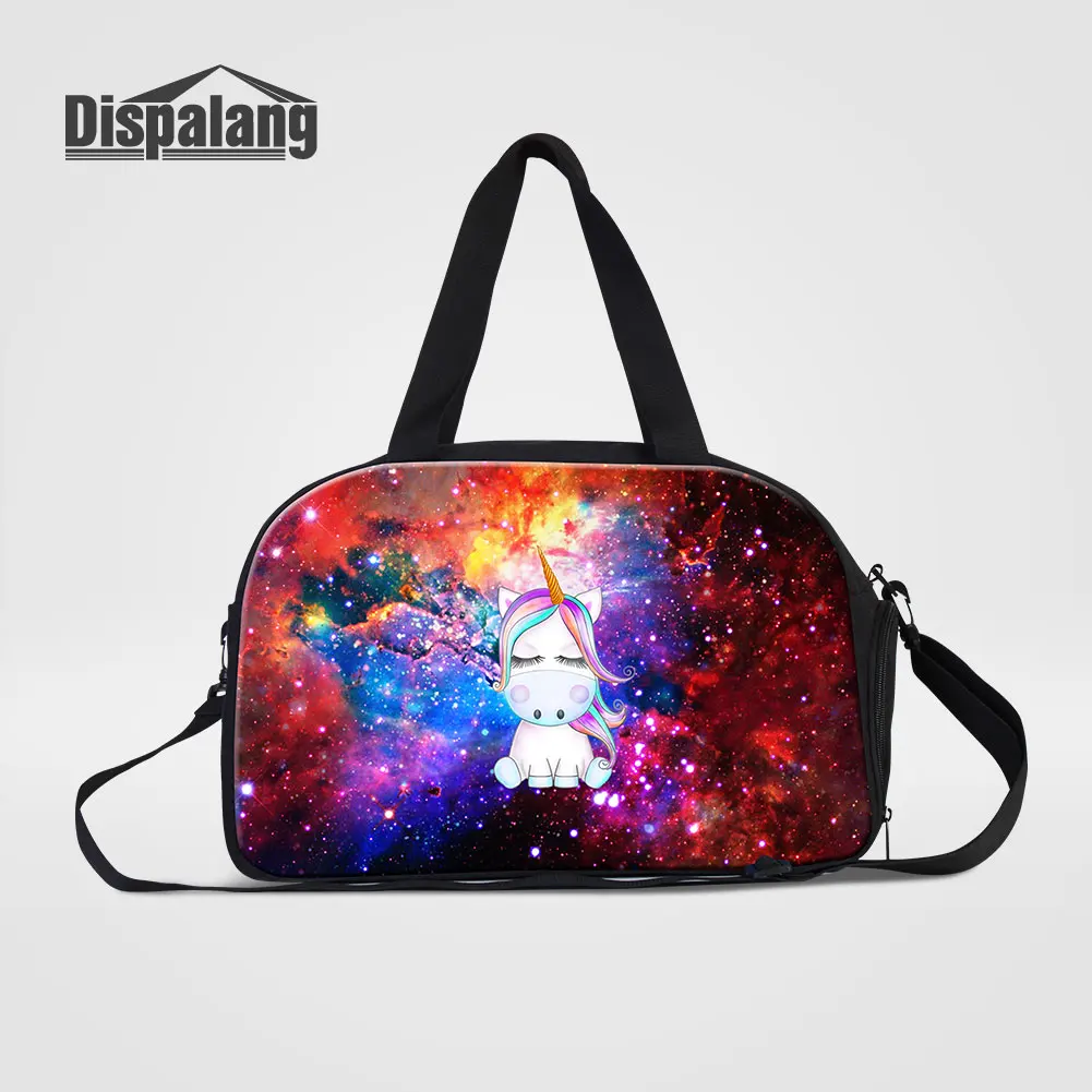 

Women Outdoor Travel Clothes Overnight Bag Universe Space Unicorn Crossbody Shoulder Handbag For Girl Custom Hand Luggage Duffle