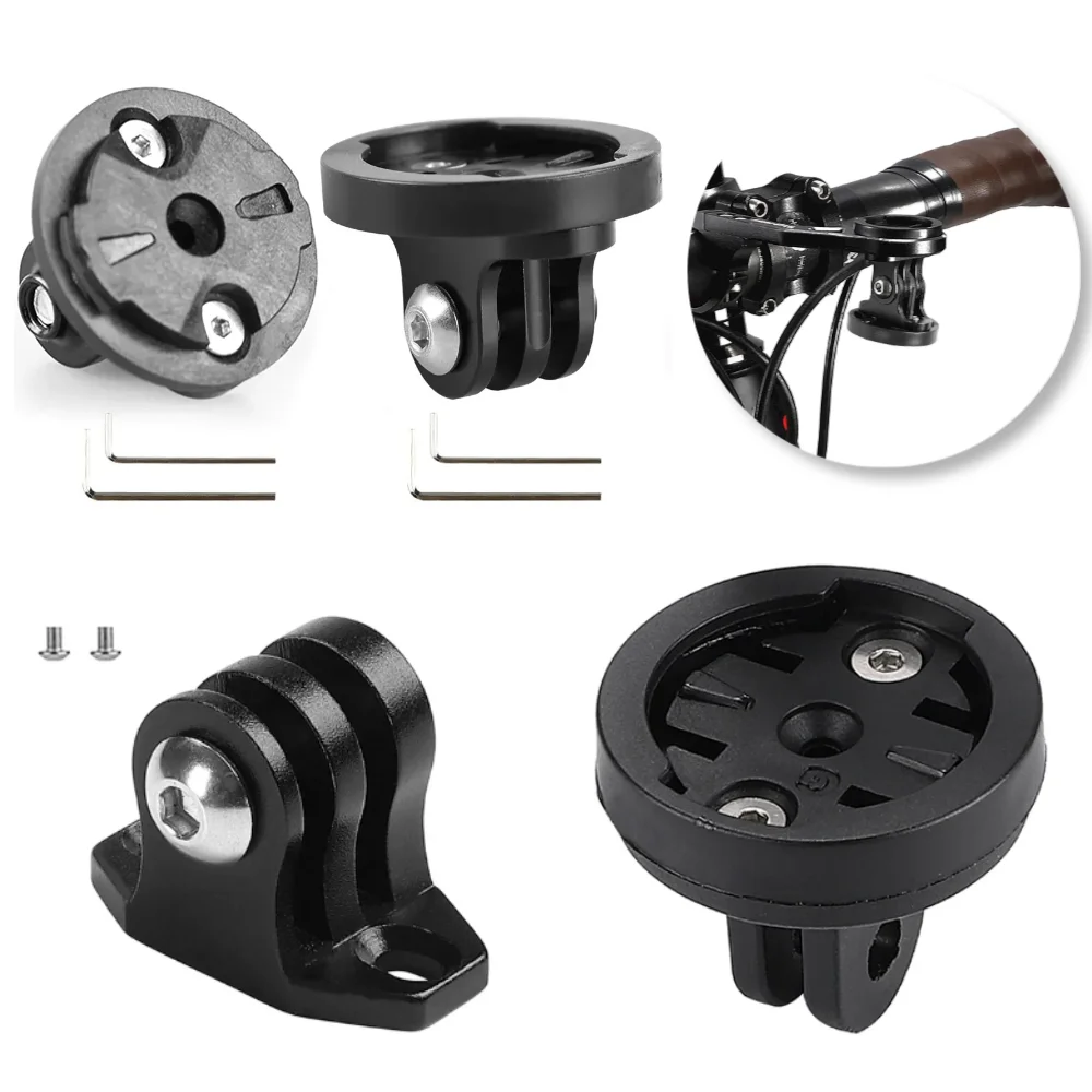 Support de guidon pour caméra sport installé sur un vélo de montagne, fixation universelle pour GoPro sécurisée.