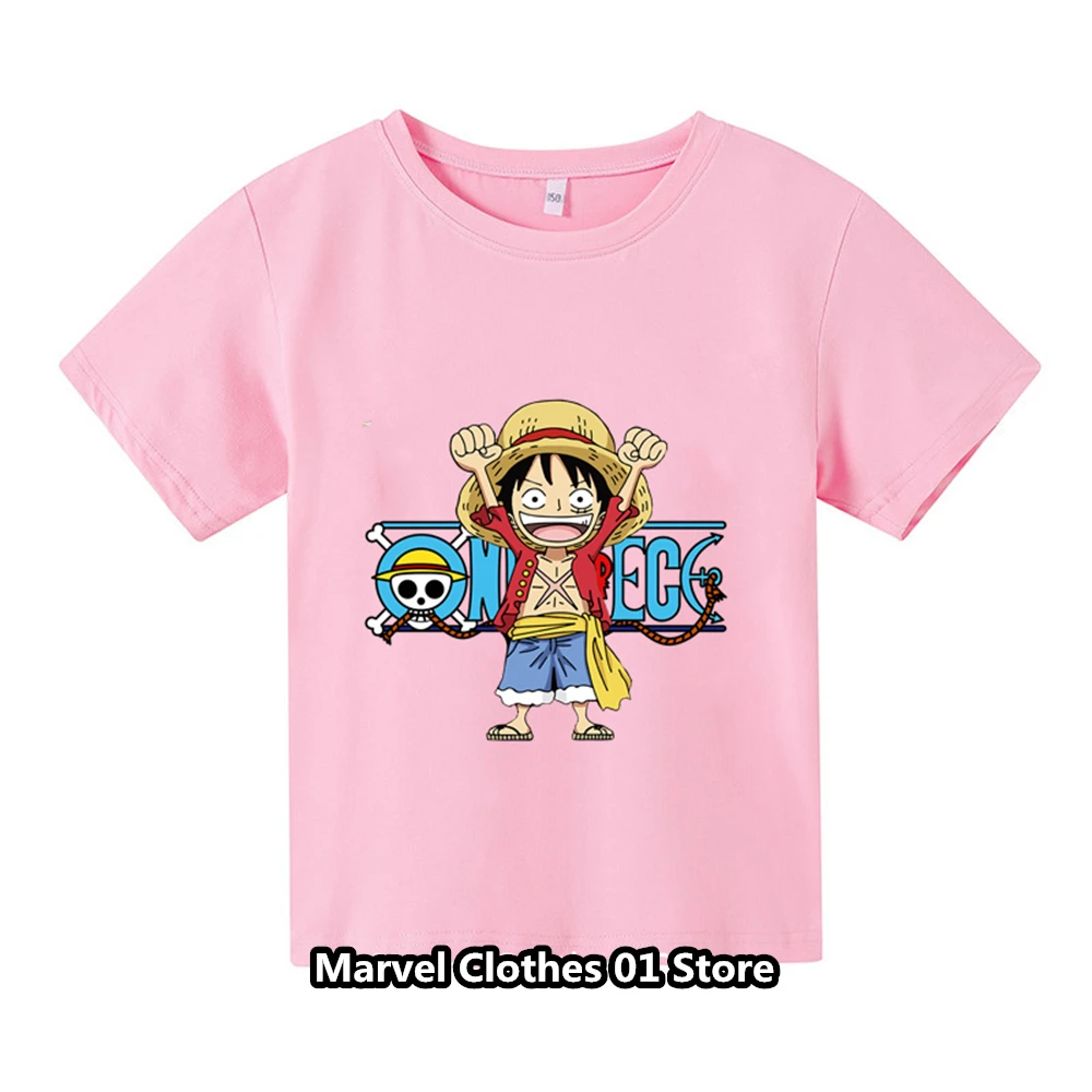 New Summer Short Sleeve Anime One Pieces Printed T-shirt  Children Summer Cool Streetwear Cool Boy Girl Kids Tops 4