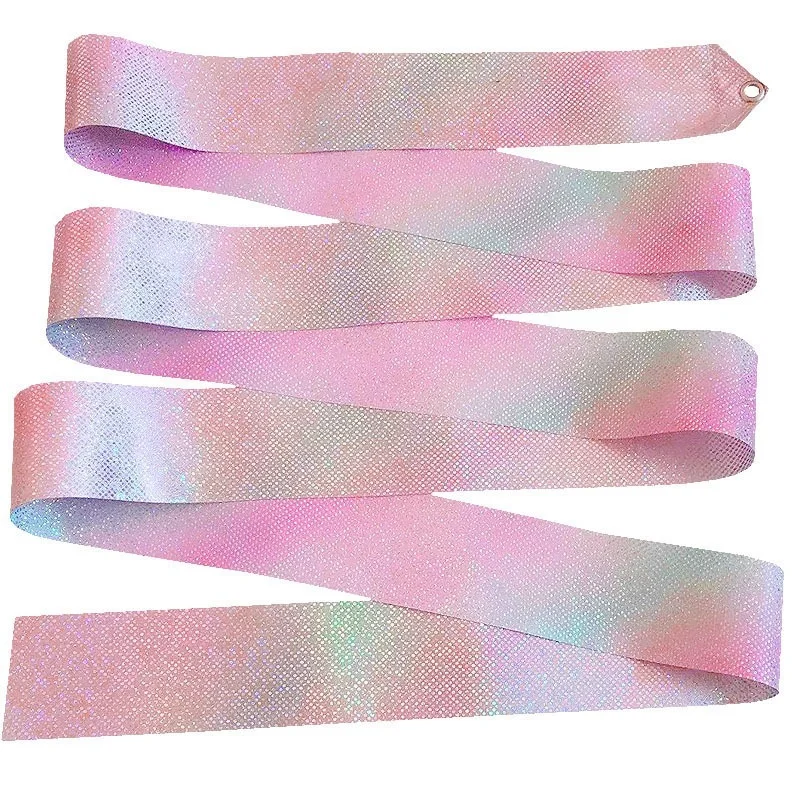 Flashing Star Gym Ribbons Dance Ribbon Rhythmic Art Gymnastics Ballet Streamer Twirling Rod Rainbow Stick Training Kids Toys