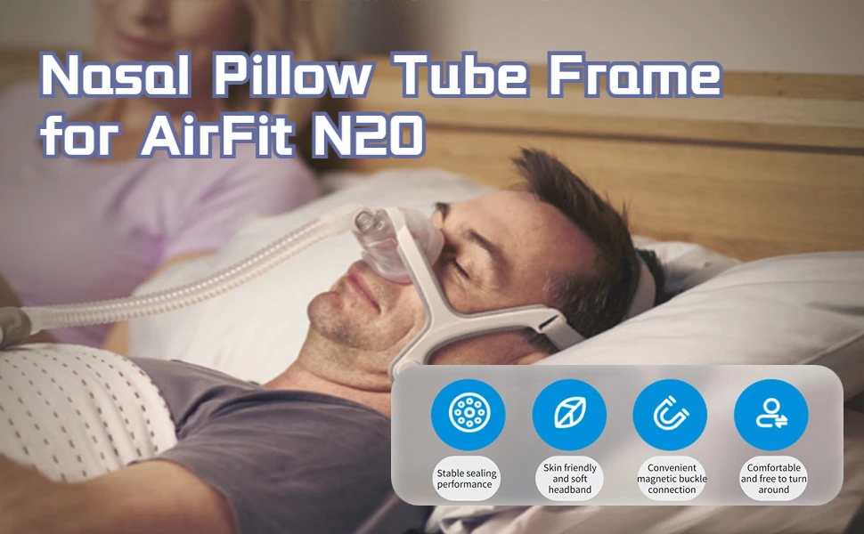 Description Picture 6 of itemResmed AirFit N20 Nasal mask for CPAP Upgrade Reuse Frame Elbow Assembly Kit with Headgear, Frame, Tube and Cushion for N20,