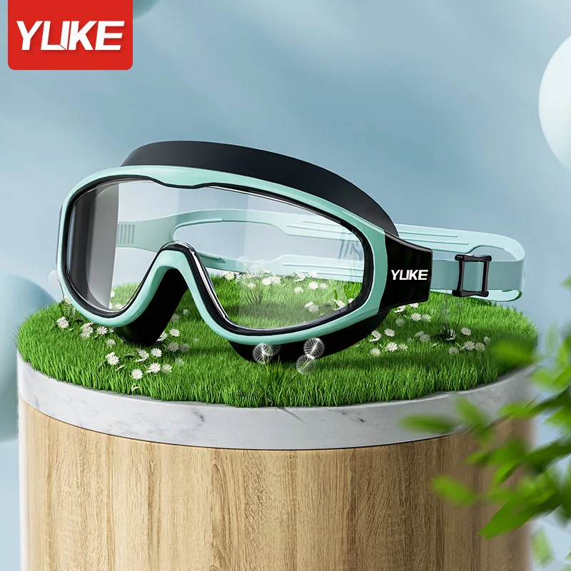 Adult Swimming Goggles Waterproof and Anti Fog High-definition Professional Men's and Women's Large Frame Goggles Swimming Cap 4