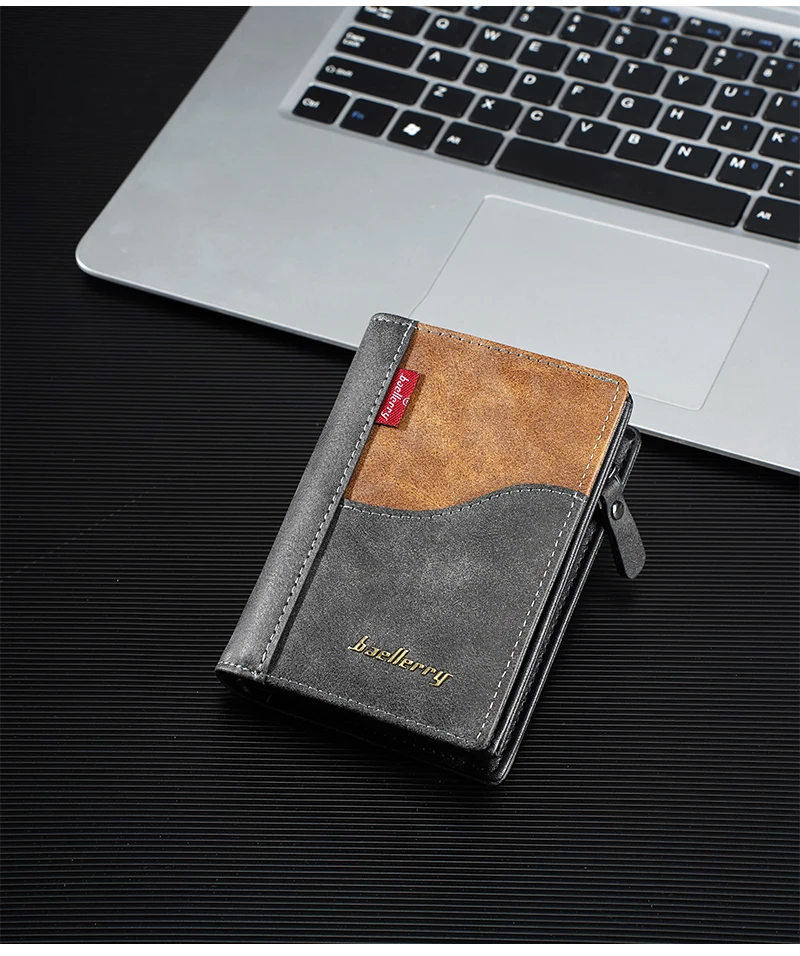 Name Gravur Große Kapazität Männer Brieftaschen Hohe Qualität Neue Einfache Kurze Karte & Foto Halter Zipper Männliche Geldbörsen – Detail 12