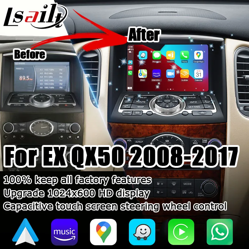 

Обновление беспроводного HD-экрана CP AA для Infiniti QX50 EX35 EX25 EX37 Skyline с Android Media Video 06IT IT06 Lsailt