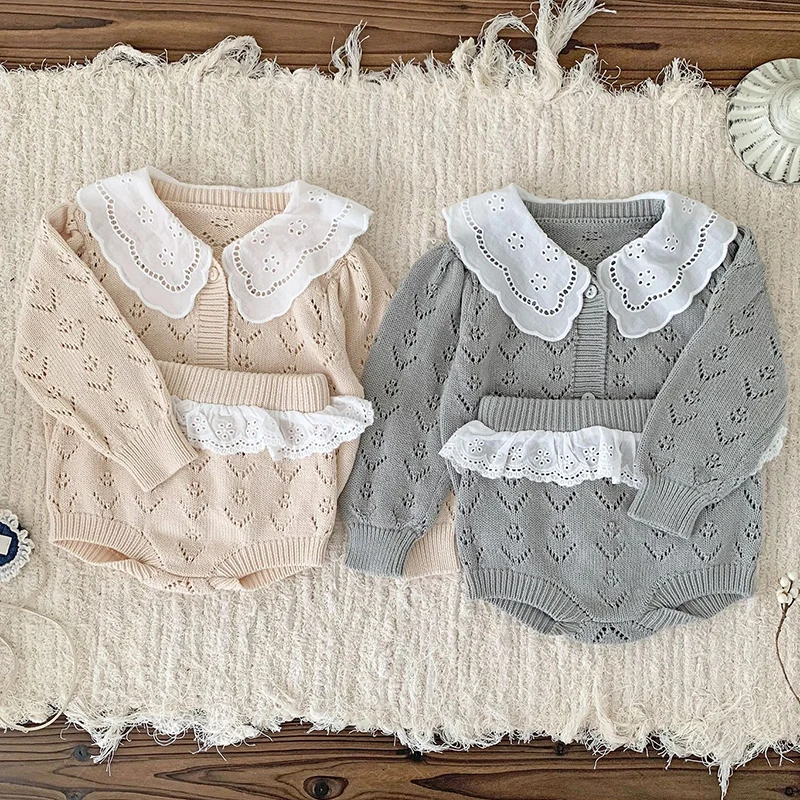 0-4Yrs Newborn Kid Baby Girl Clothes Set Hollow Out Long Sleeve - Main Image