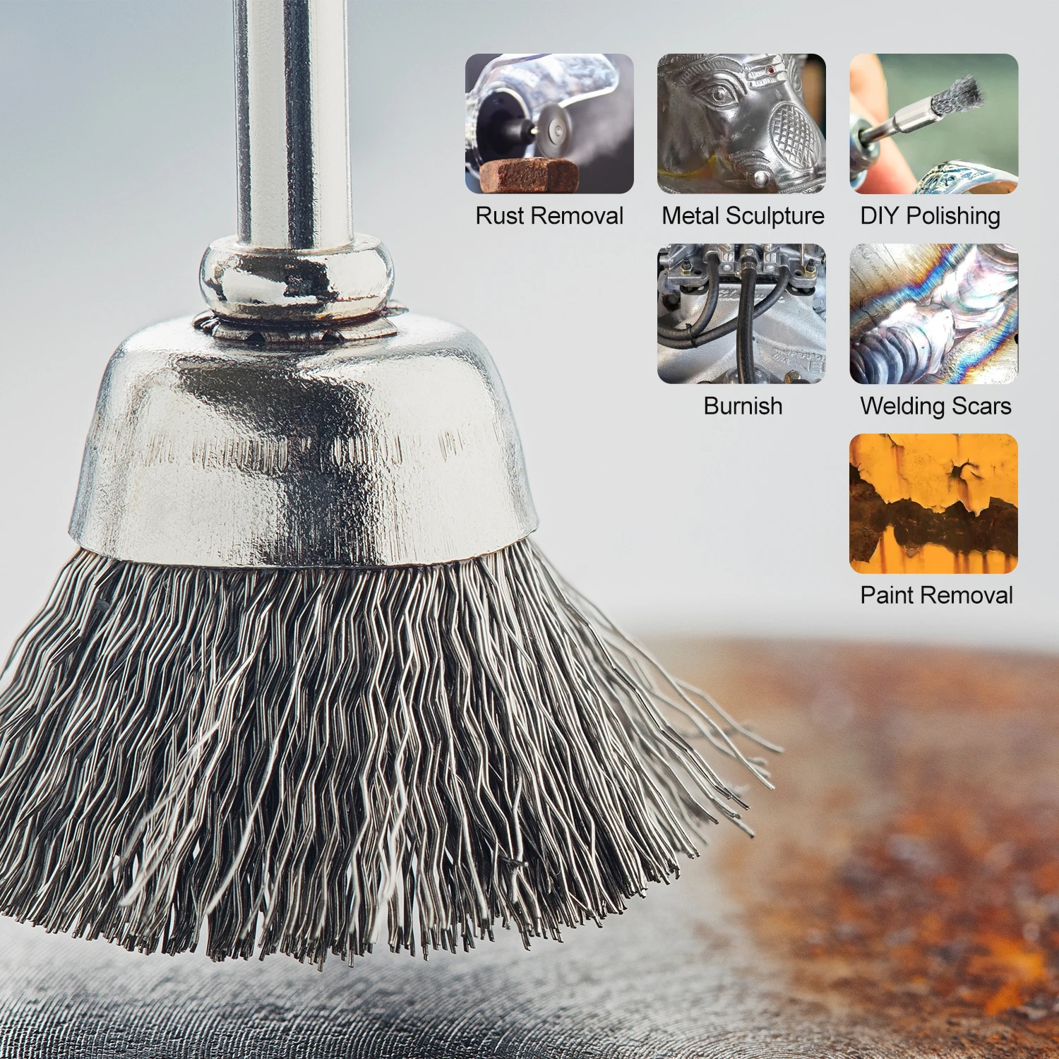HAMPTON Abrasive Tools 3.0mm Shank Metal Rust Removal Polishing Tool 3-138pcs Polishing Brush Drill for Dremel Rotary Tool