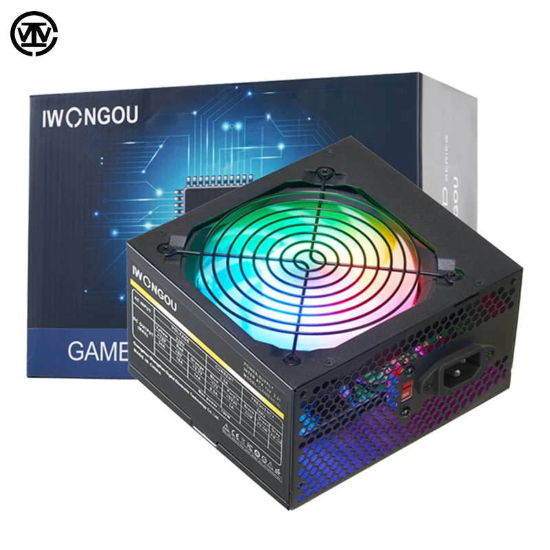 Pc Power Supply Max 600/500 Watt 24pin 12v Atx Active Pfc Font For