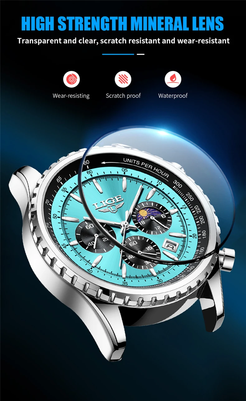 2026 LIGE Top Brand Luxury New Men Watch Quartz Man Watches Waterproof Luminous Watch for Men Date Chronograph Sport Wristwatch