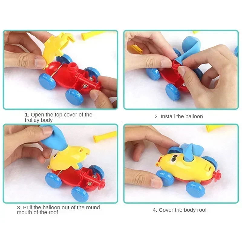 Balloon Powered Car Children's Inertial Pressure Balloon Powered Car Educational Novelty Toys