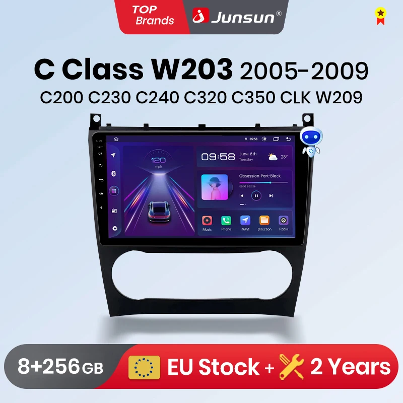 Junsun carplay android auto autoradio für benz c klasse w203 2005 2006-2009 gps intelligente systeme tereo multimedia autoradio