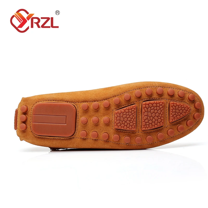 YRZL Loafers Men Big Size 48 Soft Driving Moccasins High Quality Flats Genuine Leather Shoes Men Slip-on Suede Loafers for Men